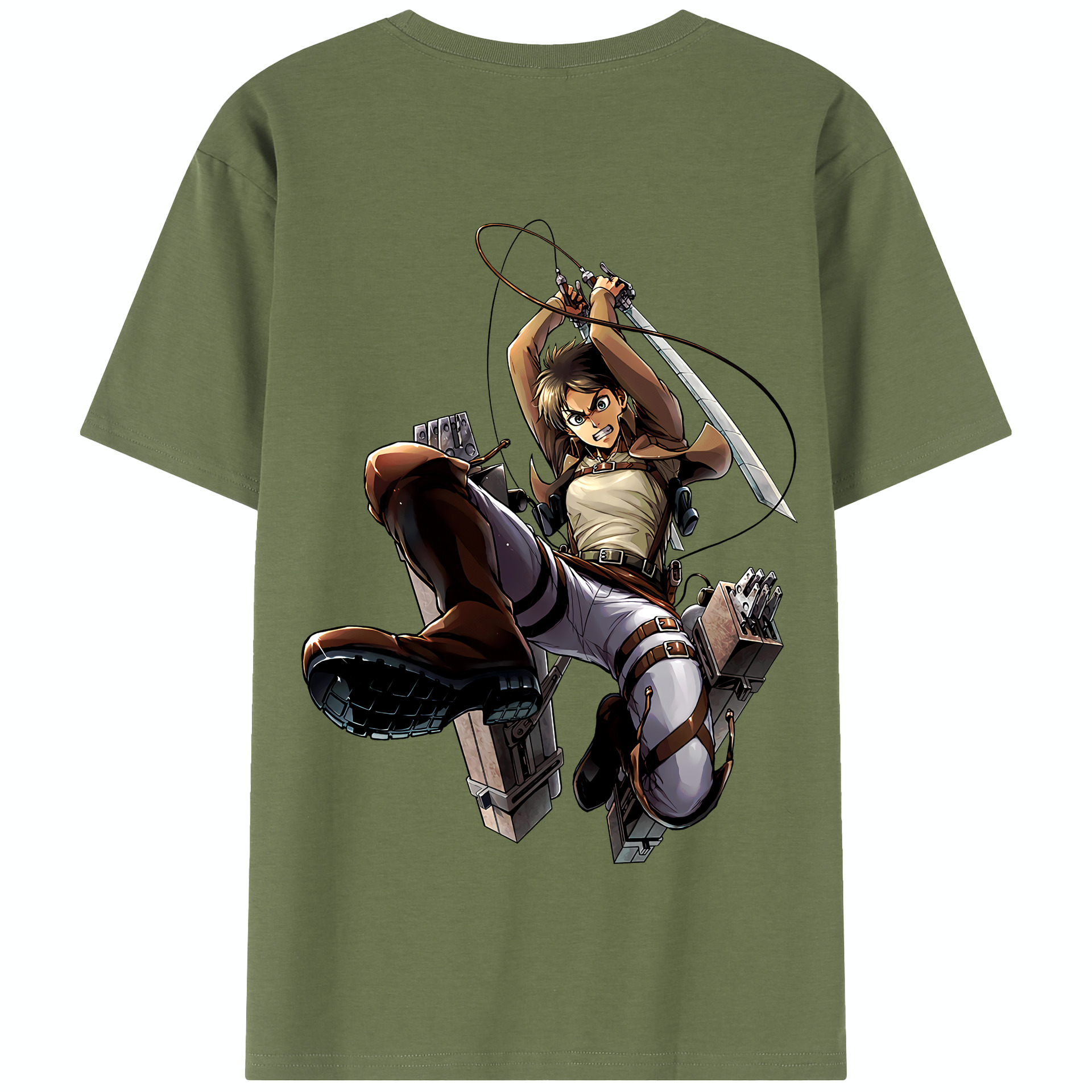 （画像用） 進撃の巨人 エレン･イェーガー Attack on Titan Eren Jäger 綿100％半袖Tシャツ（背面プリント）